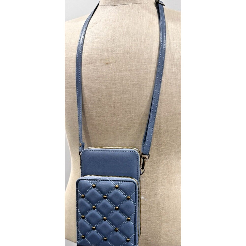 Chic Unlimited Blue Crossbody Bag– Dual-Zip Textured Mini Satchel